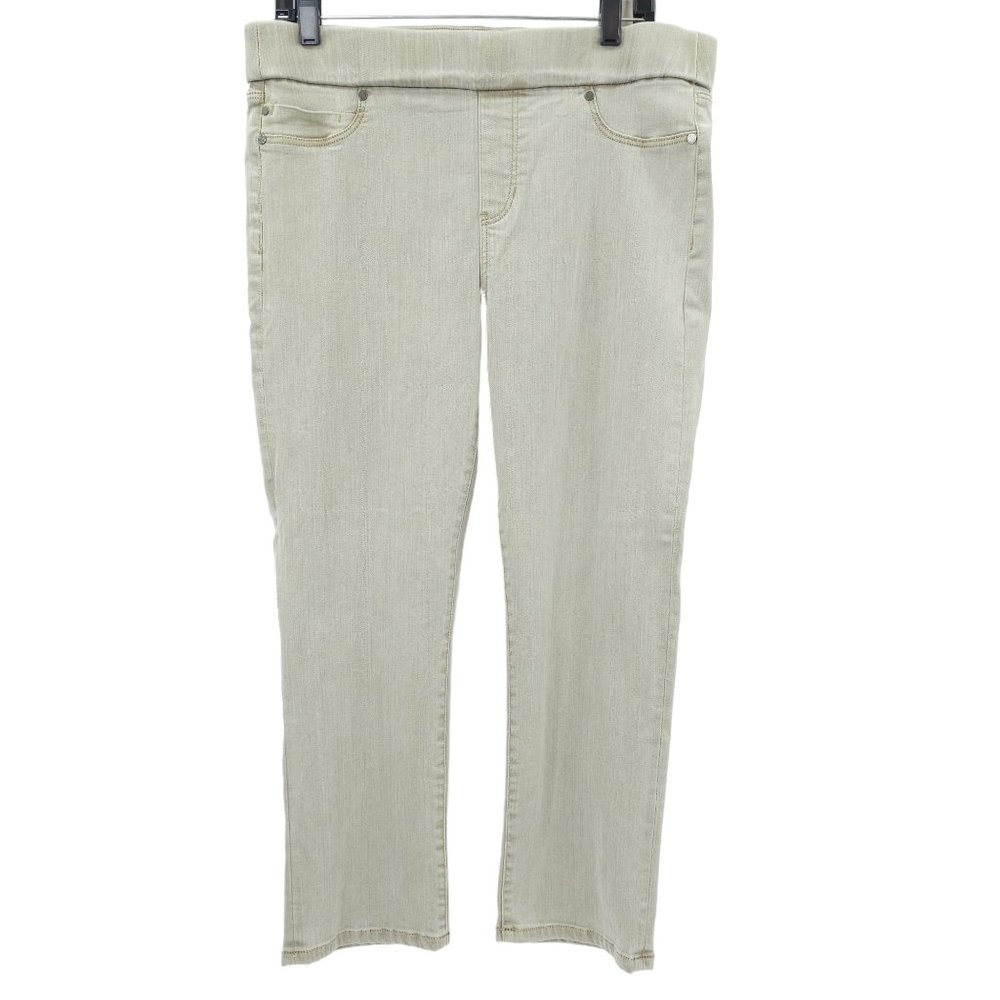 Liverpool PullOn Jeans The Capri Sz 14/32 Taupe Gray Stretch Crop Pant High Rise